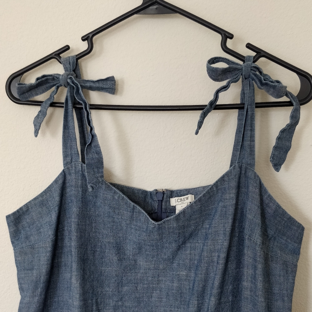 JCREW Chambray Tie Strap Dress | Size L